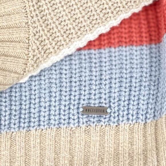 Hollister Cropped Waffle Knit Sweater XS Red Striped Retro Cozy Fall - Picture 7 of 11